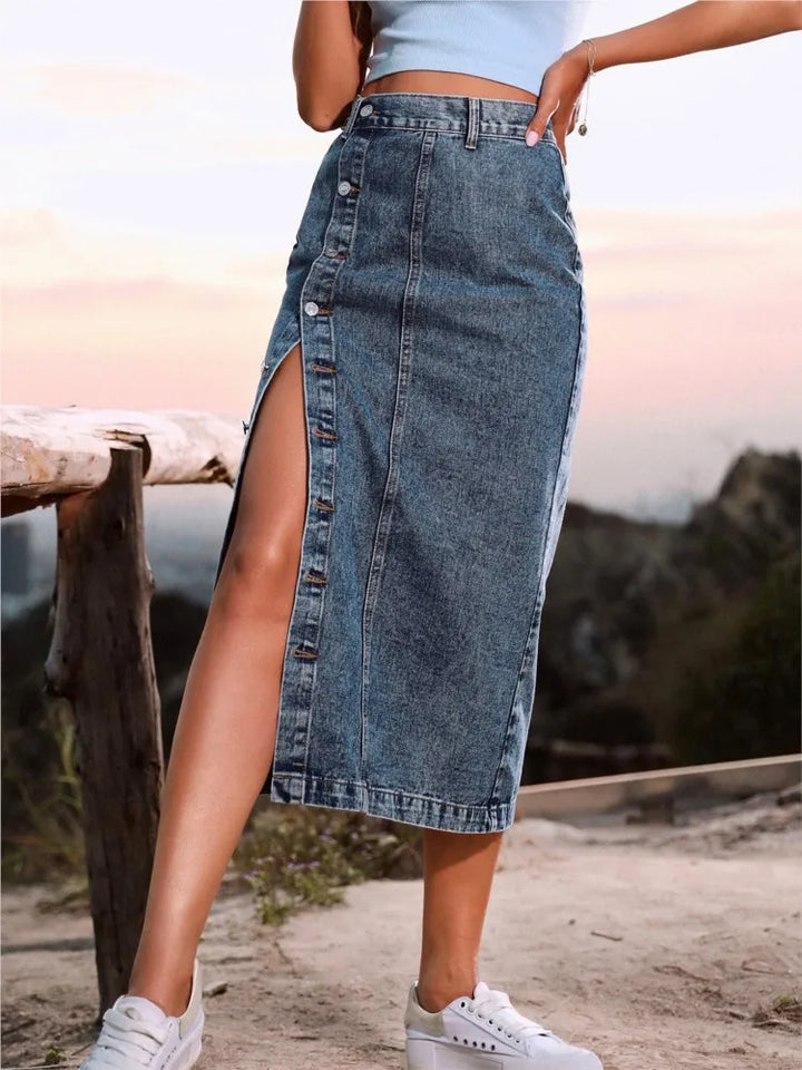Casual High Quality Maxi Denim Skirts For Women Summer 2024 Fashion Black Jeans Dress Long Y2k Skirt Denim