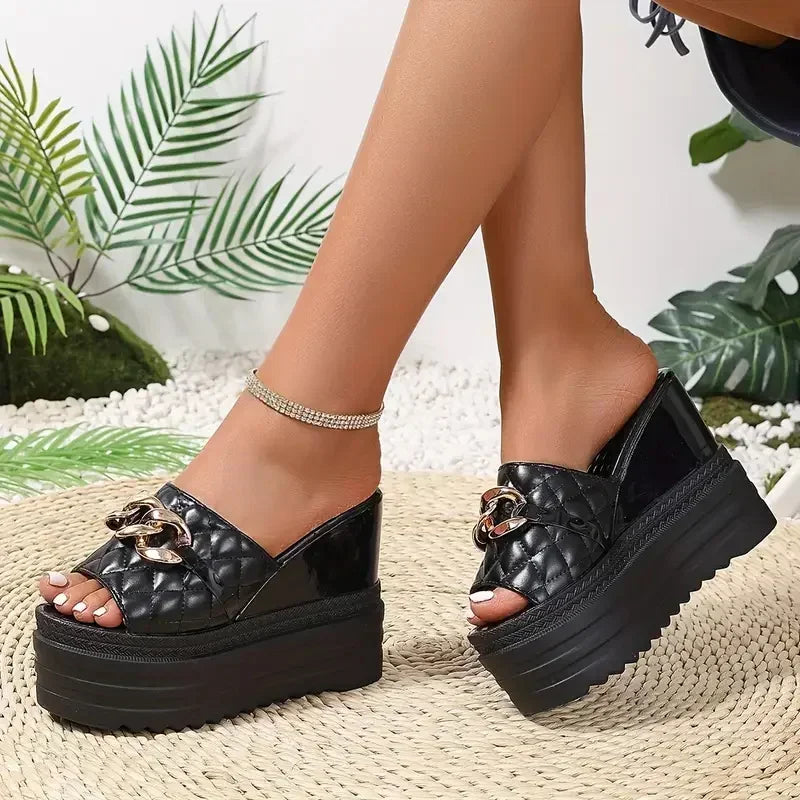 2025 New Women Wedge Sandals Casual Platform Slides Women Fashion Leisure Sandals Luxury Soft High Heels Shoes Zapatos De Mujer