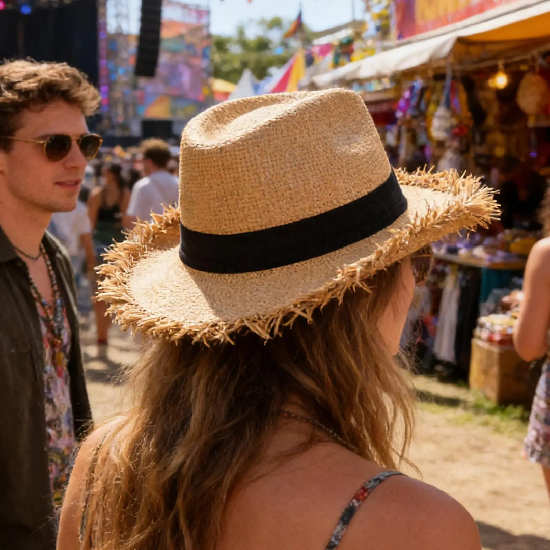 Straw Sun Hat  Casual Breathable Wide Brim Jazz Hat Sun Protection Summer Beach Hat for Travel Outdoor Vacation for Mens Womens