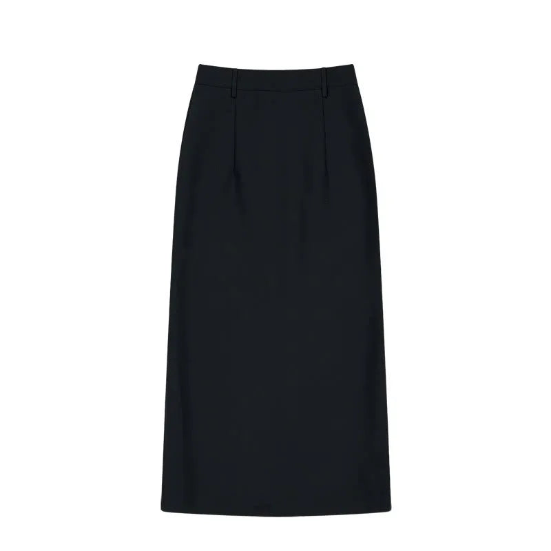 White Elegant High Waist Straight Midi Skirts Women 2026 New Black OL Ladies Jupe Femme