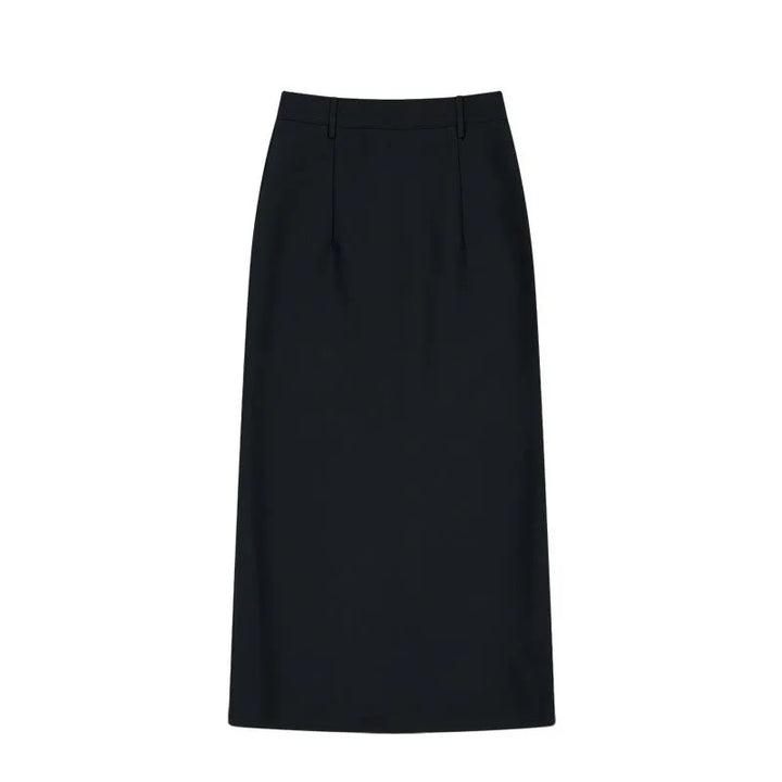 White Elegant High Waist Straight Midi Skirts Women 2026 New Black OL Ladies Jupe Femme