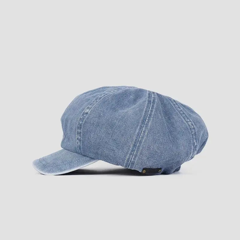 Cotton Denim Beret Hat Men Women Fashion Autumn Vintage Boinas Hombre Newsboy Flat Caps Big Octagonal Hat