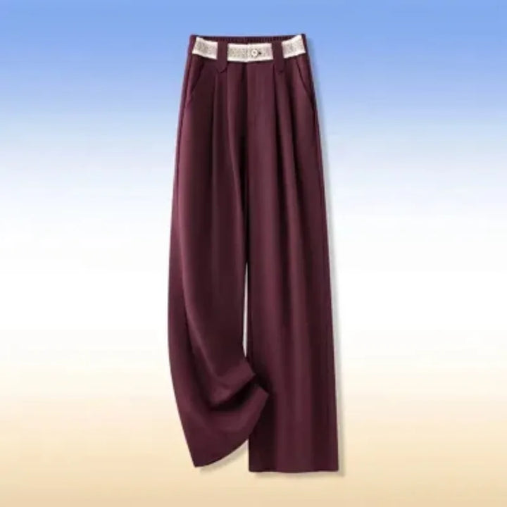 Women Linen Wide Leg Pants High Waist Narrow Straight Loose Casual Summer Trousers