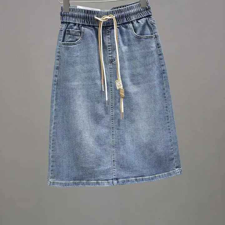 Female Jeans Skirts Thin Elastic Waist Tie Women&