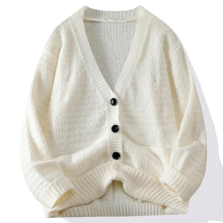 Casual Button Knit Cardigan Top Coat Streetwear Sweatshirt V Neck Pullover Fashion Jacket Knitwear Men Long Sleeve Shirt Sweater