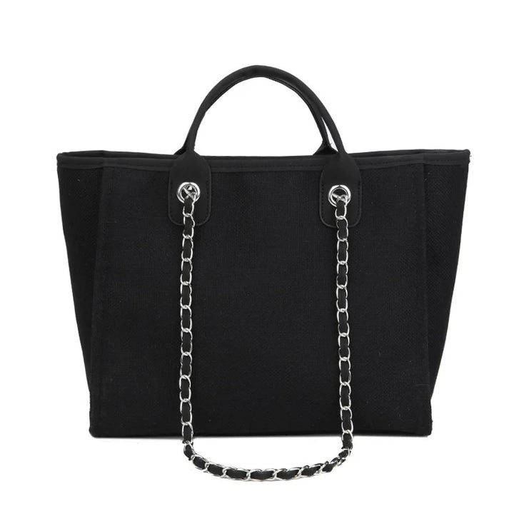 Women Tote Bags Fashion Canvas Large Capacity Handbag Casual Chains Shoulder Bags Ladies Big Messenger Bag Shopping Bag