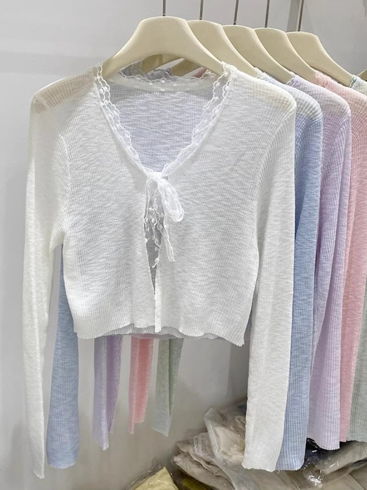 Fashion Casual All-Match Knit Short Outerwear 2026 Summer New Long Sleeve Knit Women&