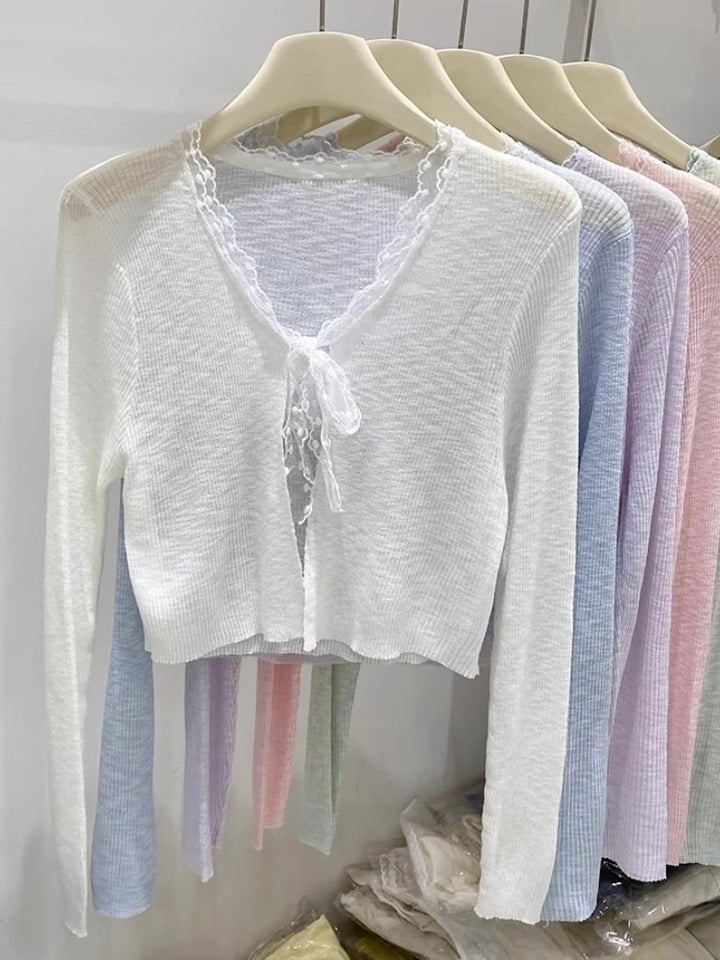 Fashion Casual All-Match Knit Short Outerwear 2026 Summer New Long Sleeve Knit Women&