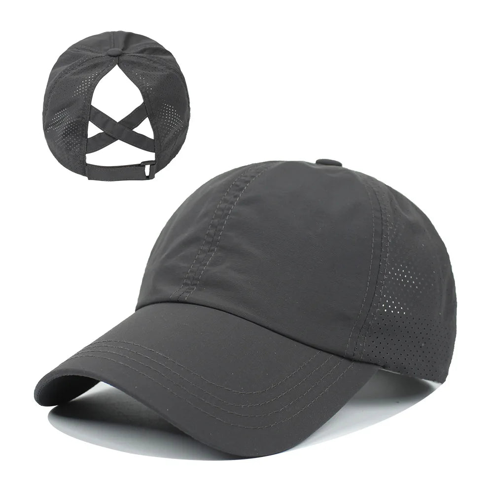 Baseball Caps For Women Hats New Breathable Mesh Sun Visor Hats Female Summer European Outdoor Sports Criss Cross Ponytail Hat