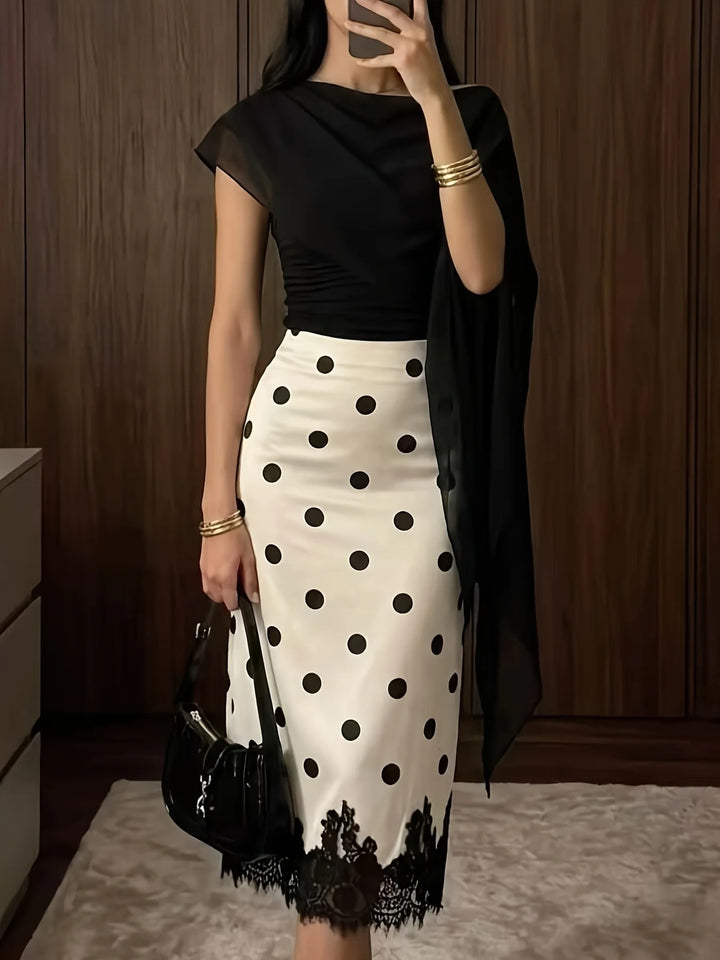 Skirts for Women Women Skirt Fashion Summer Skirts Elegant Dot Lace High Waist Package Hip Midi Skirt Women Faldas