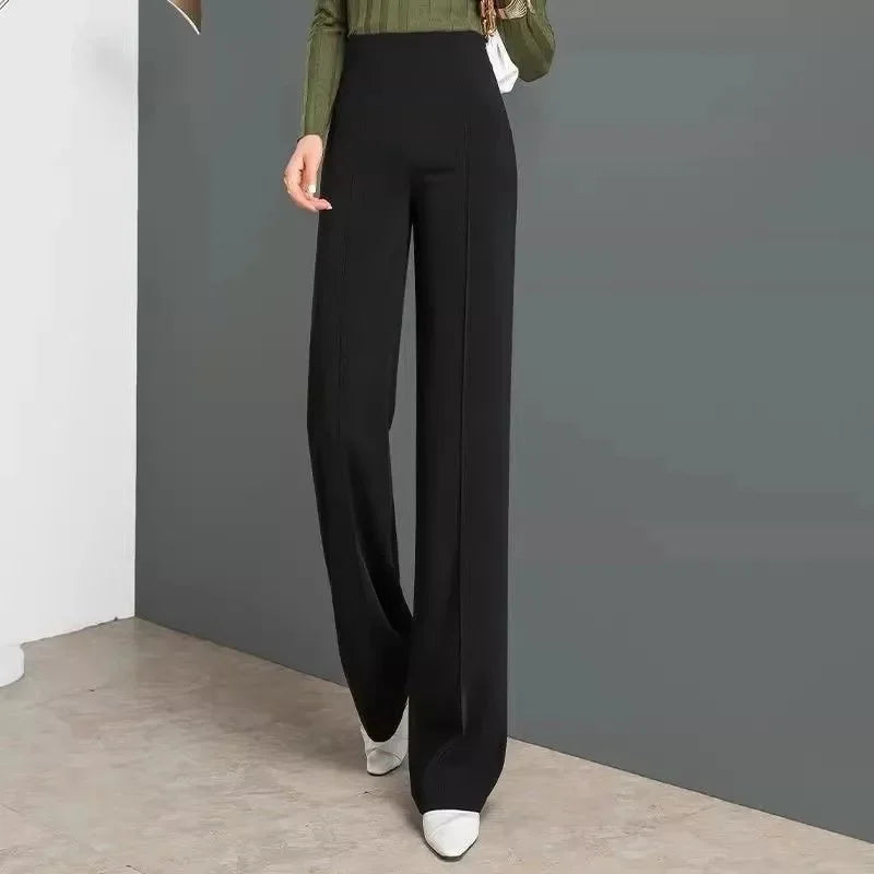 High Waist Khaki Suit Wide Leg Women&