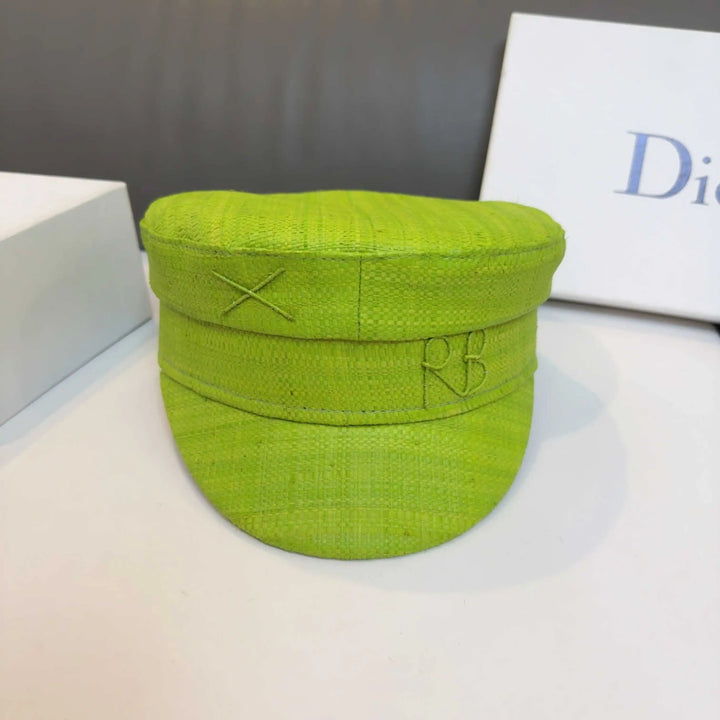 Spring and Summer Cap Newsboy Caps Women Raffia Straw Flat Top Caps