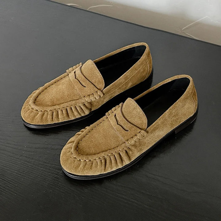 Lady Loafers 2026 Model Handcrafted Retro Pleated Single Shoes for Women, Women&