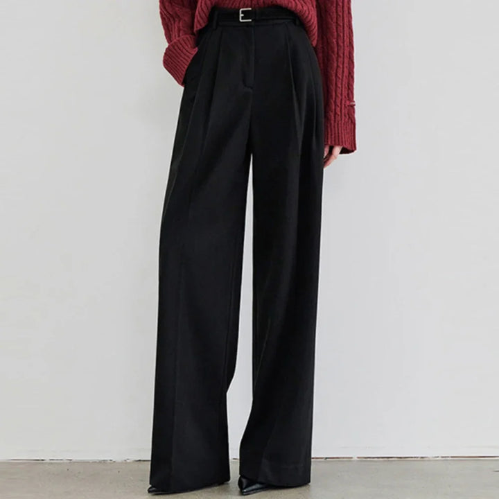 High Waist Wide Leg Straight Pants for Women Black Casual Spring Trousers