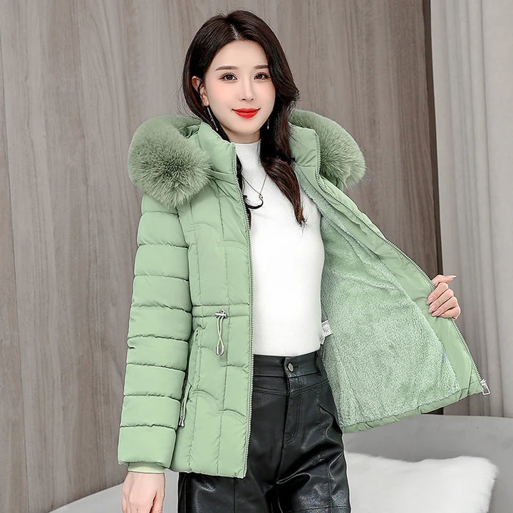 Winter 2026 New Down Jacket Women Parkas Fashion High-Quality Warm Cotton Padded Coat Ladies Short Overcoat Hooded Overwear Tops