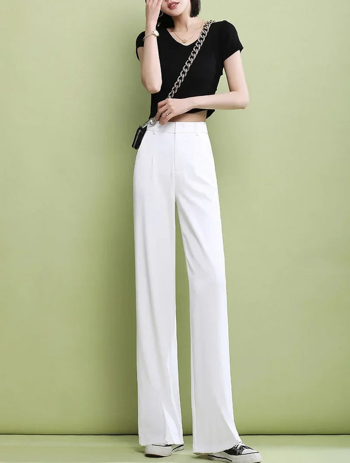 Elegant Trousers for Women Dress Pants Fashion Casual White Fluid Long Summer Woman Suit Pants 2025 Straight Hot Wide Leg Loose