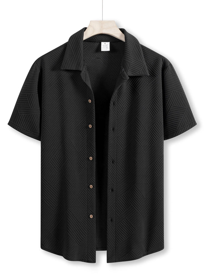 New Mens Short Sleeve T Shirts Trendy Breathable Solid Color Stand Up Collar Shirt Summer Loose Youth Basic Button T-shirt Top