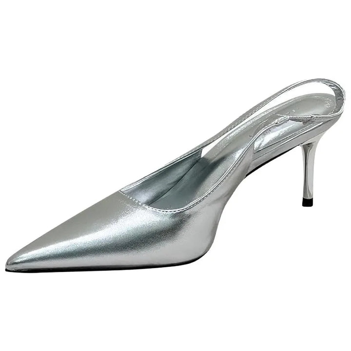 2026 New White Slingback Kitten Heels Women Elegant Pointed Toe Back Strap Pumps Office Lady Party Dress Shoes