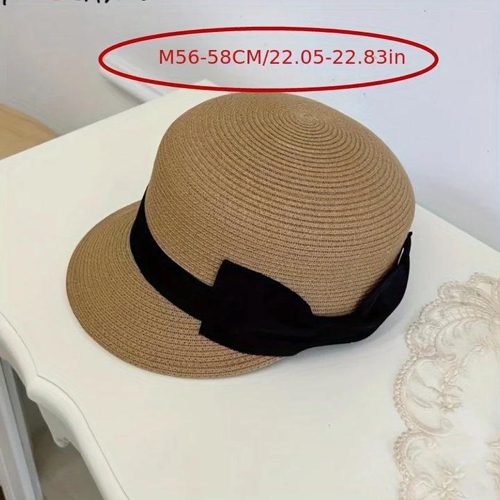 Fashion Women Straw Hat Fedora Summer Sun Protection Anti-Sunshine Horse Riding Cap Reduces Facial Age Peaked Caps