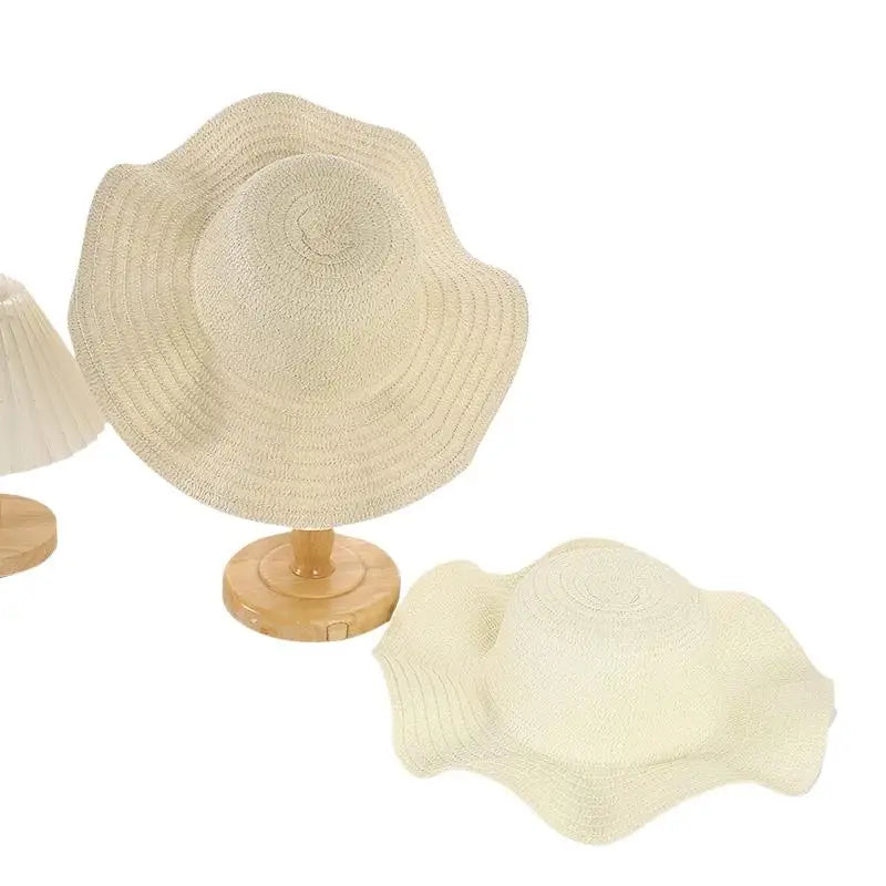 Wide Brim Straw Sun Hat for Women 2024 Wavy Edge Fashionable Design Perfect for Beach Seaside Vacation