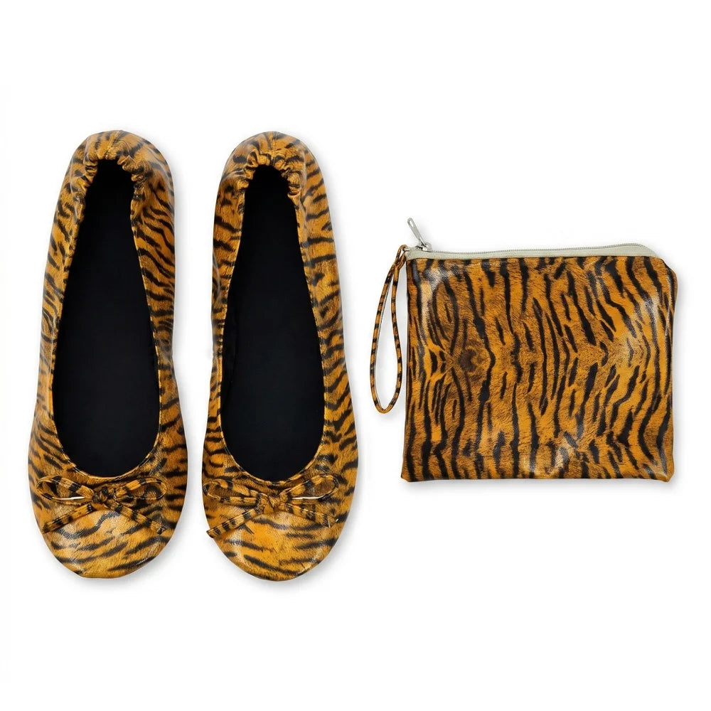 Foldable Ballet Flats Women Soft Portable Fold Up Travel Slip On Shoes Lightweight Fold Mini Flat Shoes with Carry Bag