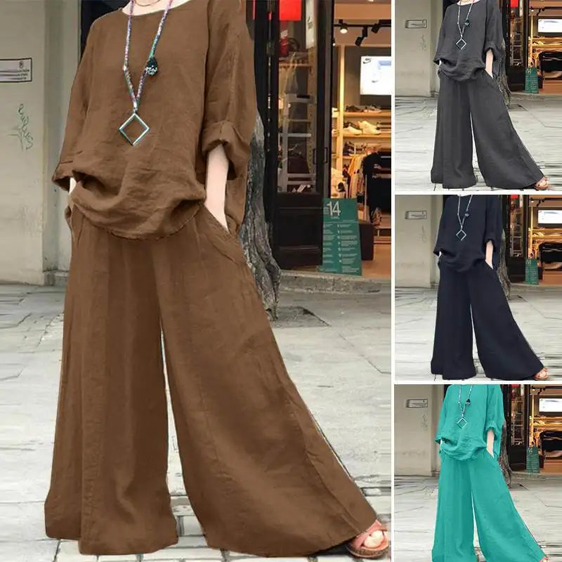 Casual Cotton Linen Set Women&