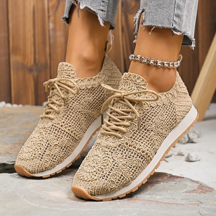 2025 New Sneakers for Women Fashion Breathable Comfortable Soft Sneakers Women Mesh Fabric Lace Up Woman Shoes Female Footwear