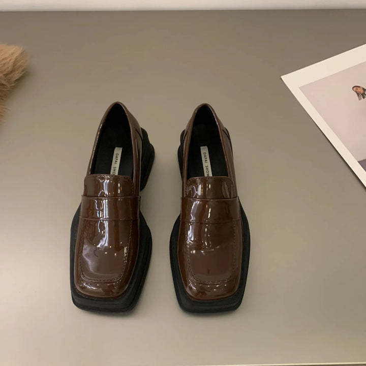 Women Luxury Loafers Fashion Square Toe Platform Moccasins Ladies Pumps Design Evening Party Heel Shoes Ladies Casual Solid Shoe