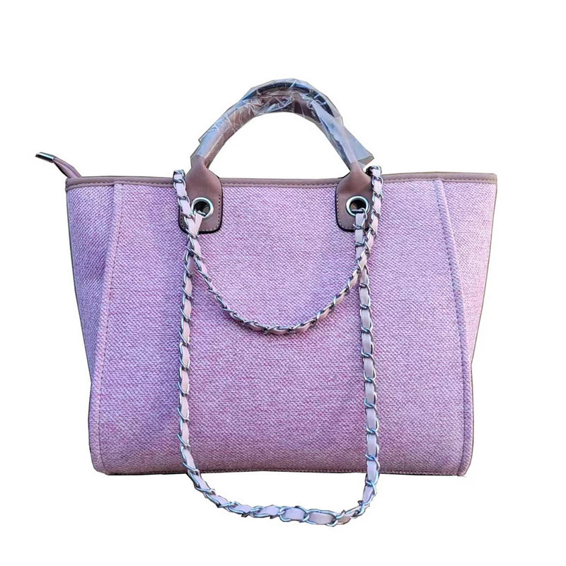 Women Tote Bags Fashion Canvas Large Capacity Handbag Casual Chains Shoulder Bags Ladies Big Messenger Bag Shopping Bag