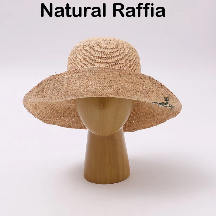 Raffia Straw Hats for Female Summer Version of The Sunscreen Wide Brim Beach Seaside Vacation Foldable Sun Cap Sombrero Hombre
