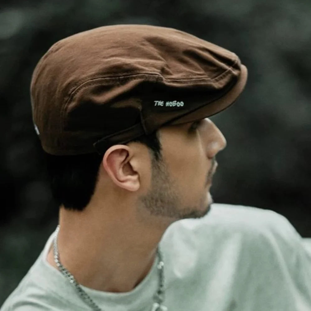 Adjustable Pure Color Newsboy Flat Cap British Style Artist Embroider Letter Hat Casual Fashion Retro Painter Hat Streetwear