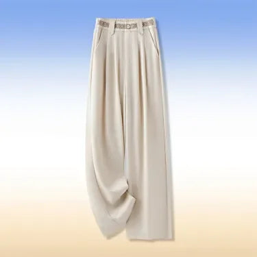 Women Linen Wide Leg Pants High Waist Narrow Straight Loose Casual Summer Trousers