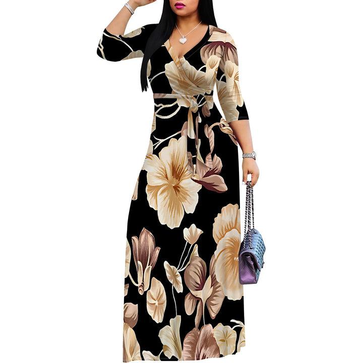 Summer Fashion Printed Short Sleeve Maxi Dress for Women Short Sleeve Long Dress Cocktail Party Loose Casual Dresses