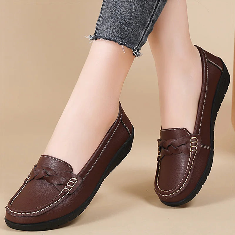 Shoes Women 2025 New Loafers Slip On Flats Leather Shoes Woman Comfortable Flat Shoes Women White Zapatos Mujer Women&