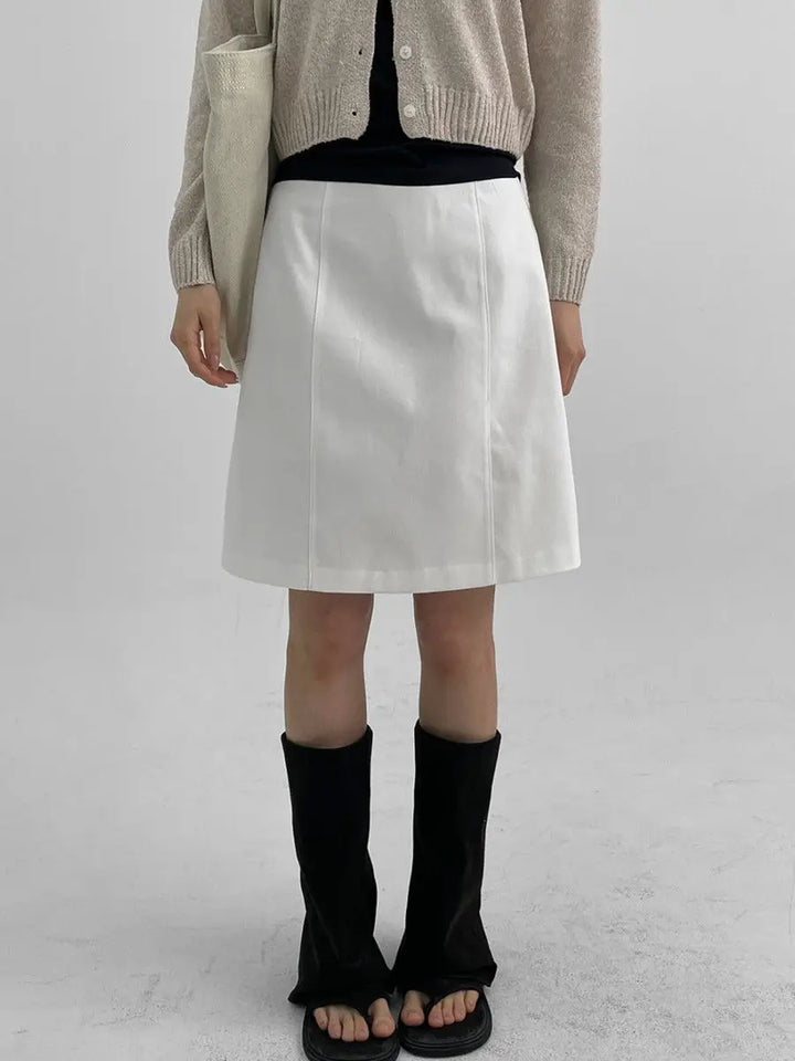 Solid Color Midi Skirts for Women Summer Casual Suit A-line Knee Length Skirt