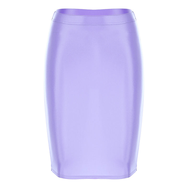 Womens Ladies Pencil Skirt Glossy Rave Party Clubwear Fashion Stretchy Casual Solid Color High Waist Bodycon Mini Skirts