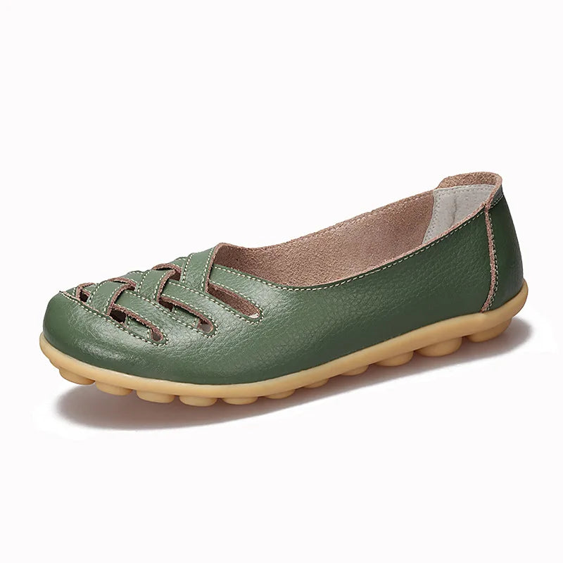 Flats for Women Comfortable Genuine Leather Flat Shoes Woman Slipony Loafers Ballet Shoes Female Moccasins Big Size 34-44