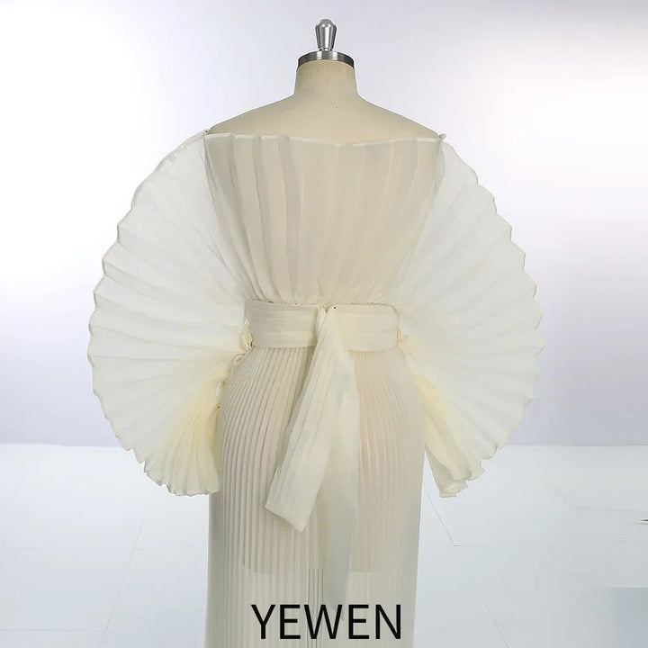 2026 New Off White Pleated Maxi Dresses for Photoshoot Maternity Photoshoot Dress Formal Evening Gown Baby Shower Dress YEWEN