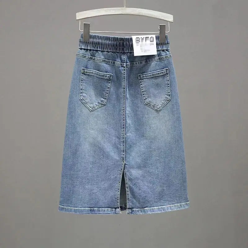 Female Jeans Skirts Thin Elastic Waist Tie Women&