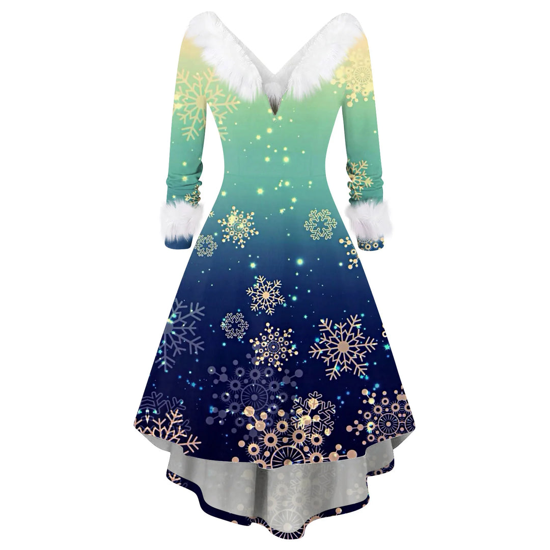 Christmas Dress Winter Ladies Christmas Printed Dress Party Dress Festive Vintage Casual Dress Christmas Day Atmosphere Clothing