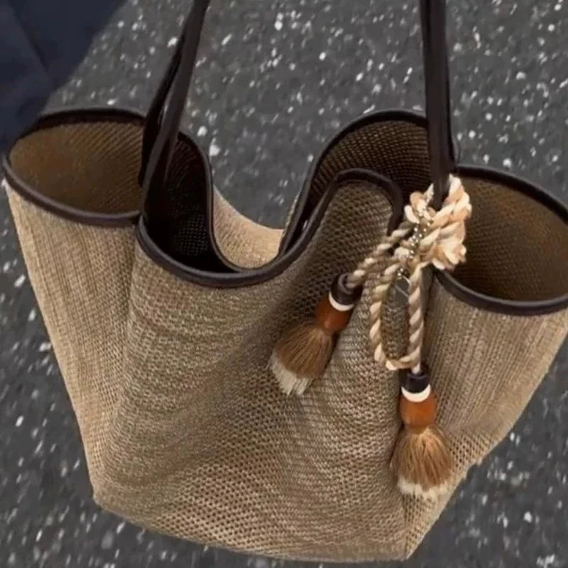 Women Beach Woven Tote Bags,summer Fashion Lady Boho Vacations Woven Tote,lady Travel Handbag,large Capacity Casual Shoulder Bag