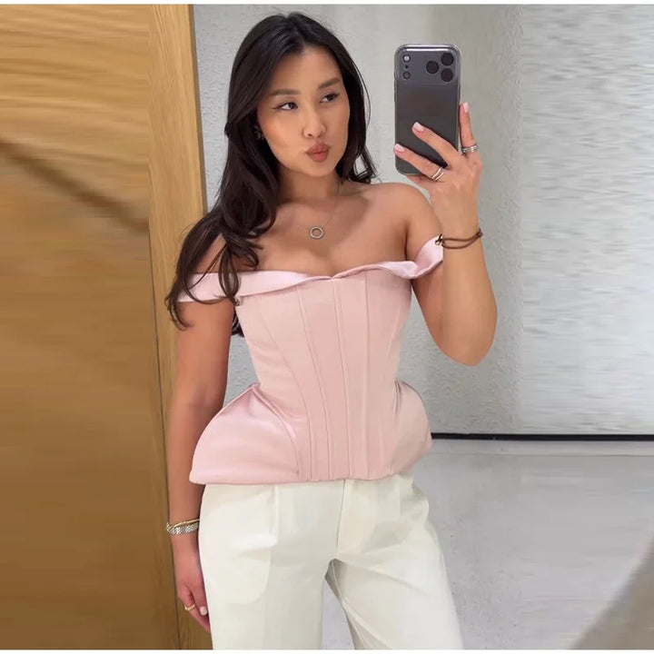 Sexy Off-shoulder Lace Up Tank Tops 2026 Summer New Ladies Slim Sleeveless Backless Fashion Vests Women&