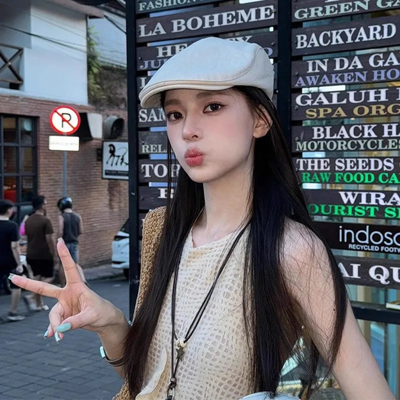 Vintage Newsboy Hat Fashion Travel Flat Cap Spring Summer Casual Newsboy Gatsby Cap for Women