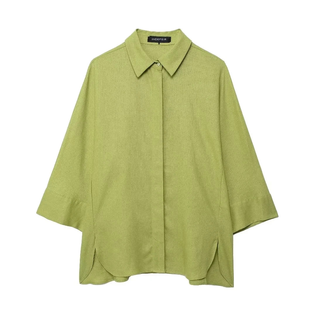 HH Women Casual Solid Blouse Pant Sets Loose Long Sleeve Lapel Shirts Elastic Waist Wide Leg Trousers Office Lady Suit