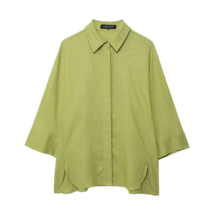 HH Women Casual Solid Blouse Pant Sets Loose Long Sleeve Lapel Shirts Elastic Waist Wide Leg Trousers Office Lady Suit