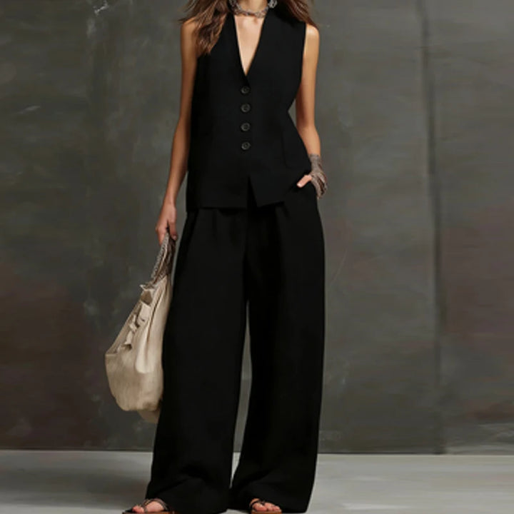 Women Linen Cotton Vest Pants Suit Women Casual Two Piece Set Office Ladies Summer 2 Piece Set Women Outfits
