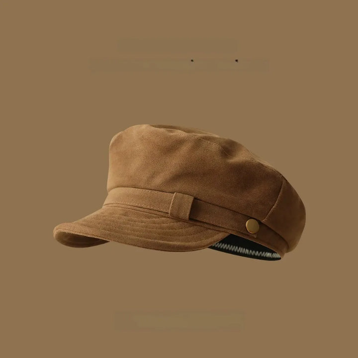 Retro Navy Style Suede Newsboy Cap Men Women Autumn Winter Casual Flat Top Painter Hat