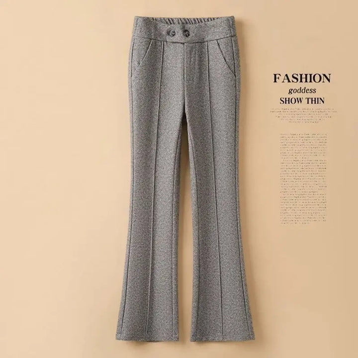 Thickened Pants for Women with High Waist Casual Wool Pants for Slimming and Versatile Loose and Fashionable Bell-bottom Pants