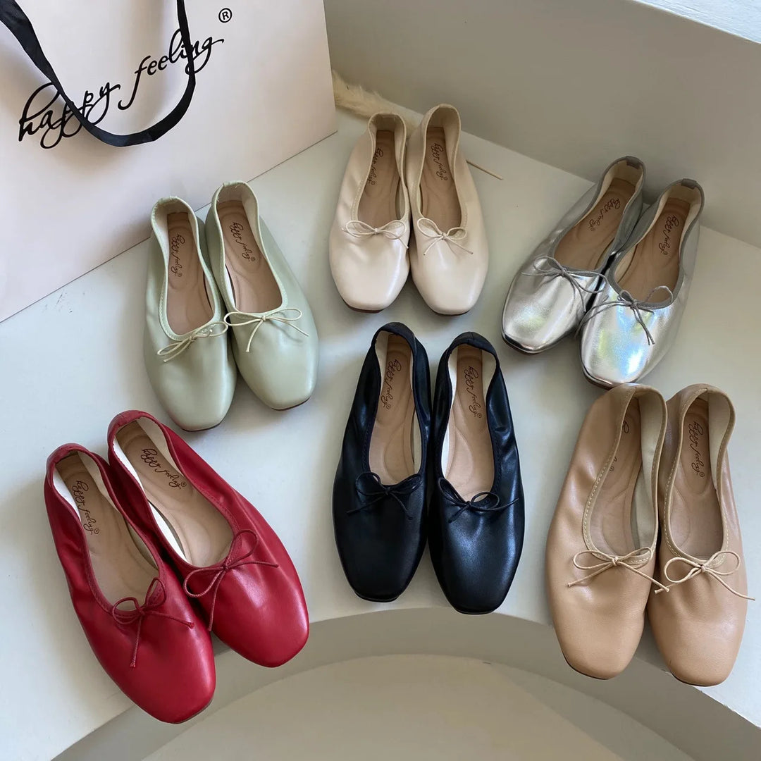 Fashion Shallow Women Ballet Flats Dance Shoes Casual Female Soft Footwear Butterfly-Knot Ladies Flats Slip On Shoes