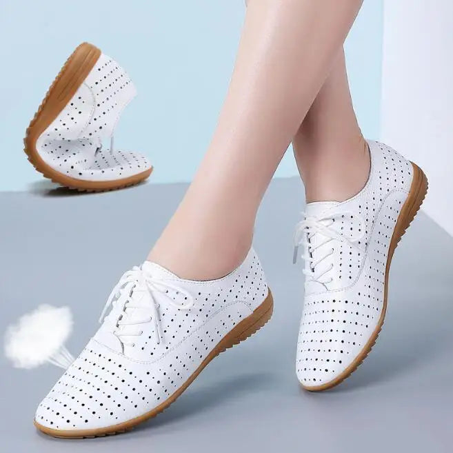 2025 New Women Flats Spring Autumn Woman Loafers Leather Female Shoes Lace up Soft Comfortable Ladies Women&